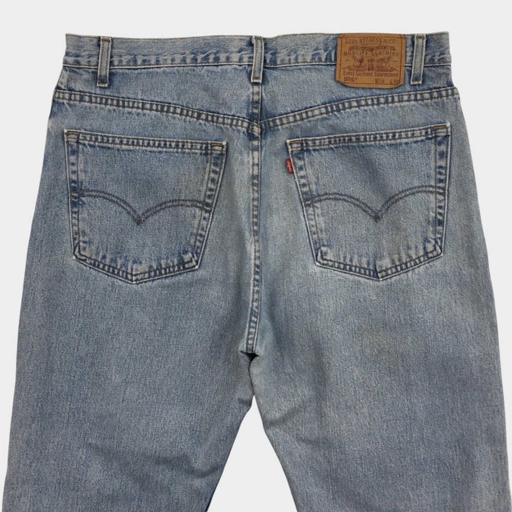 VINTAGE Y2K Levis 505 Regular Fit Straight Leg Jeans Mens 38x32 Light Denim